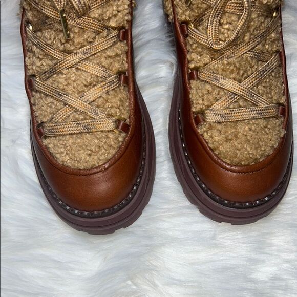 Sam Edelman Orelia Tan Brown Shearling Lace-Up Boots Size 8.5 - Picture 3 of 10